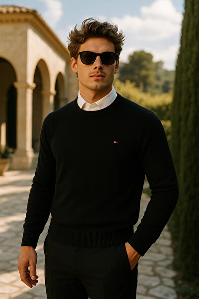 comstar Men's Premium Comfort Basic Black Long Sweater