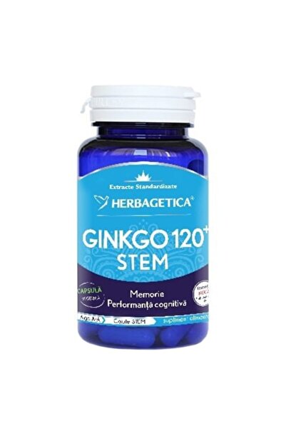 herbagetica Supliment alimentar cu tulpini de Ginkgo 120+ Herbagetica, 120 ca...