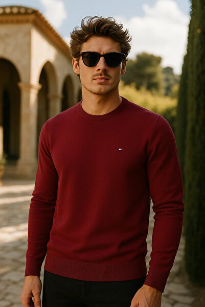 comstar Men's Premium Comfort Basic Burgundy Long Sweater