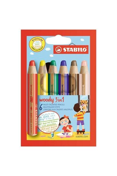Camlink Creioane colorate Stabilo Woody 3 în 1, multicolore