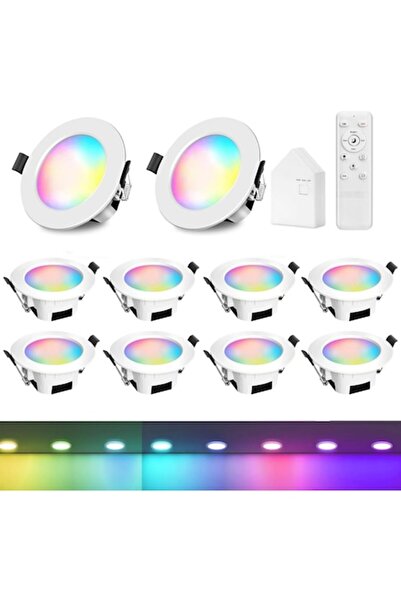 GEYUEYA Corpuri de iluminat încastrate inteligente cu LED-uri RGBW+CCT de 9W, 700 lm - Set de 10