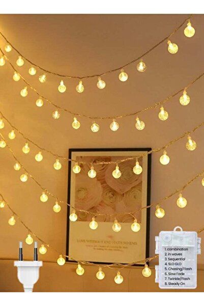 modi سلسلة أضواء كروية خارجية بطول 50 مترًا، مزودة بـ 360 مصباح LED، لون أبيض...