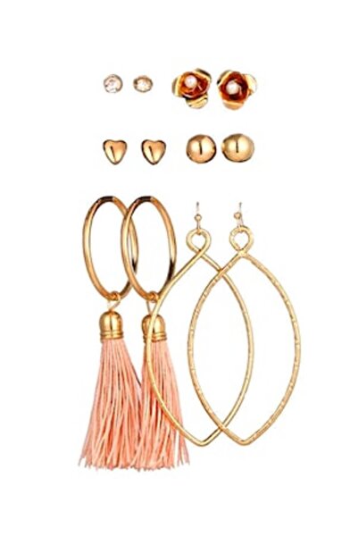 VeeShop Set multicolor de 6 perechi de cercei (cercei cu ciucuri, inimioare, ...