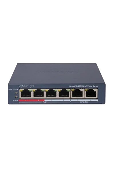 Hikvision DS-3E1106P-EI-M 4 Port PoE 10-100 2-Uplınk Yönetilemez Switch