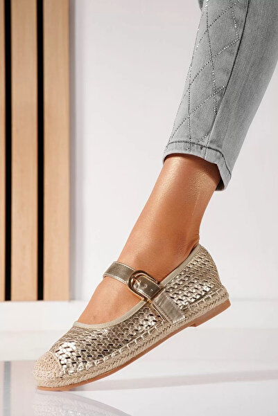 Zaira Espadrile dama aurii din piele ecologica Eda #21469 - 39