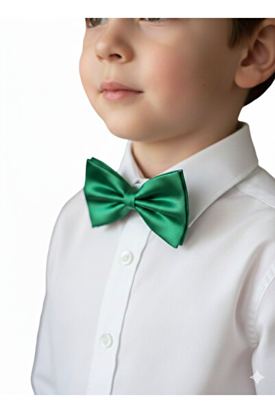 Masal Dünyası Bursa Emerald Green Baby Boy/Child Satin Bow Tie (Width 9 cm Le...