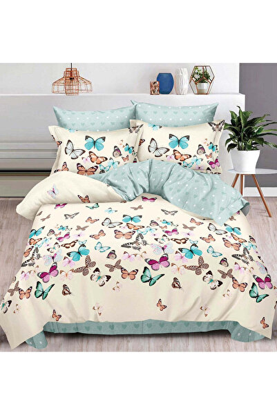 trendyhome 6-piece Finet Cotton Fitted Bedding Set with Elastic, Butterflies, Multicolor, Size T92