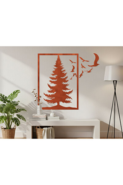 KEYWEL Ağaç ve Kuş Tasarımlı Ahşap Duvar Tablosu – Doğa Temalı Dekoratif Tablo
