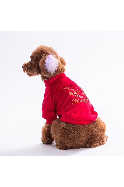 Pawstar Festive Antlers Sweat Yılbaşı Noel Kadife Köpek Sweati Köpek Kıyafeti...
