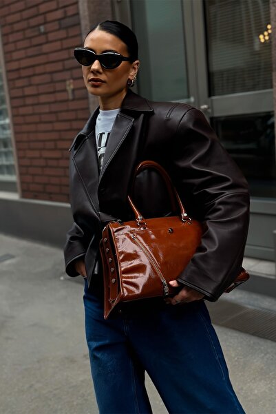 BAHELS Women's Staple Tan Leather Large Shoulder Bag