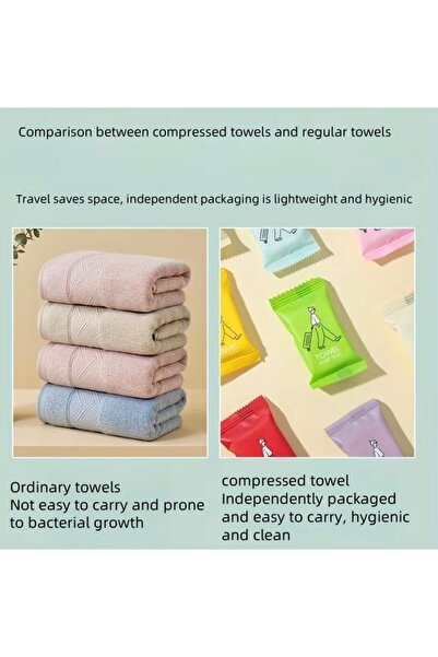 alisa 4 Adet Toplu Sıkıştırılmış Kalın Havlular (4 Farklı Renk)