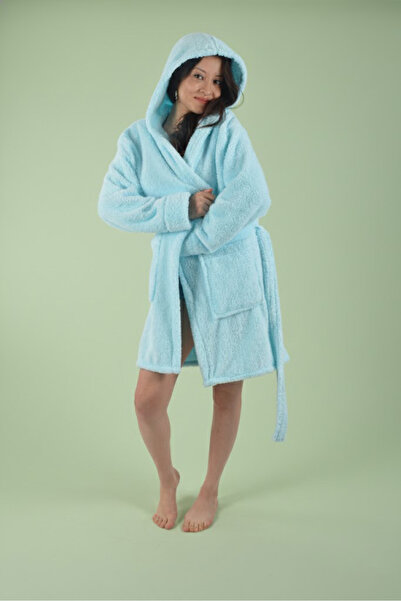 Makro Trend Peluş Sabahlık Kapüşonlu Welsoft Bornoz Çift Cepli Unisex 1 Adet