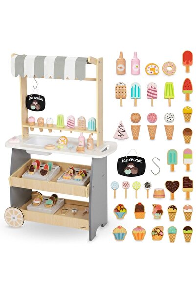 mamabrum Sală de înghețată din lemn pe roți - cărucior pentru înghețată