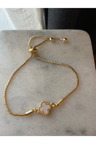 Anetta Jewelry Kadın altın renk Van cleef sedefli asansör kapama çelik bileklik