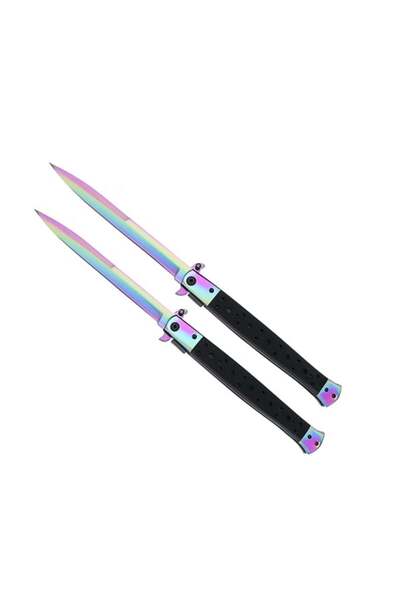Depox Sada dvoch nožov typu Stiletto, viacfarebné, manuálne otváranie, dĺžka ...