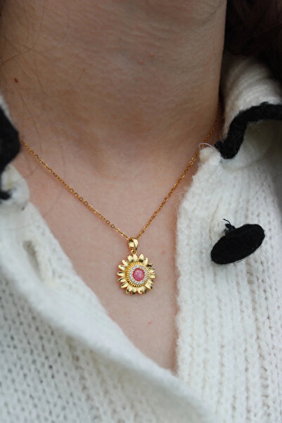 Harlofia Jewelry الصلب أوبال حجر الشمس قلادة