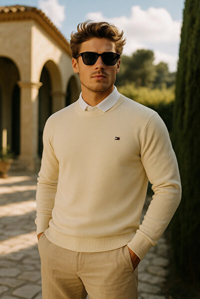 comstar Men's Premium Comfort Basic Beige Long Sweater