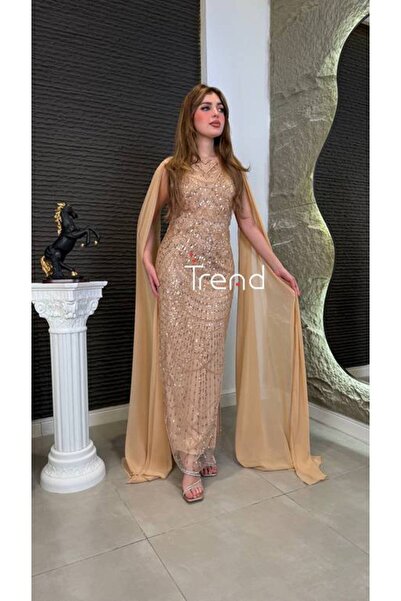 TREND Handmade Sequin Evening Dress with Long Sleeves