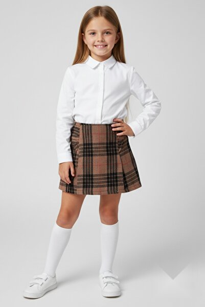Cenanın Dolabı Kız Çocuk Kaşkorşe Ekoseli Şort Etek – Okul & Günlük Giyim Rah...