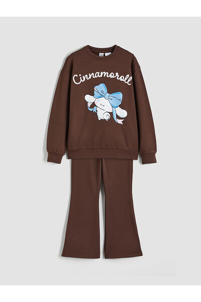 LC Waikiki Brown Cinnamoroll Printed Girls' Sweatshirt and Leggings