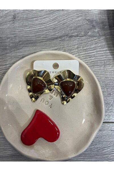gozdeasutayaccessory Coffee Gold Plate Earrings