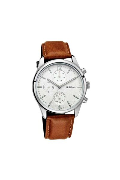 Titan ساعة رجالية 1805SL04 - علبة معدنية أنيقة، مينا بتصميم بسيط، سوار قابل ل...