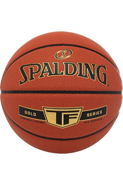 SPALDING كرة سلة TF Gold - مقاس 7، جلد صناعي، للاستخدام الداخلي والخارجي، برتقالي