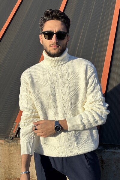 inpool Men'S, Hair Knit, Full Turtleneck, Wool, Old Money Culture, Sweater Pltk13