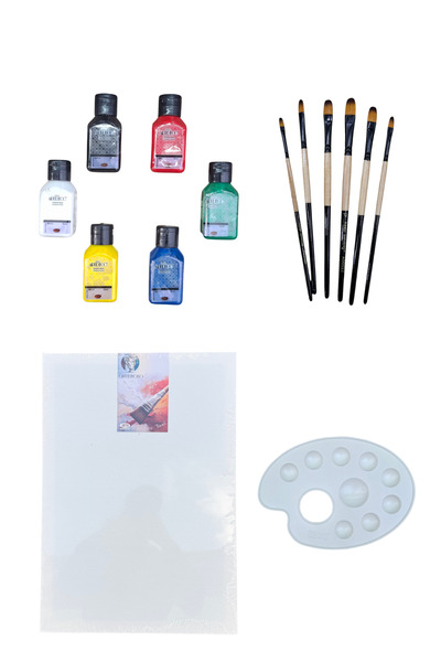 Artdeco Akrilik Boya Seti 6×75 ml + 6’lı Fırça + 35X50 Tuval + Palet — Başlan...
