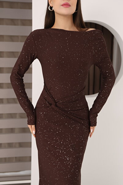 Moda Palmiss Rochie de seară drapat Sandy cu decolteu în formă de barcă și de...