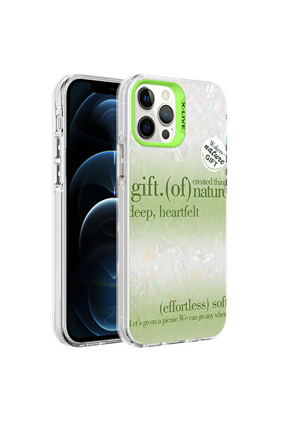 zore iPhone 12 Pro Compatible Marble Patterned Msra Marbello Case-Green