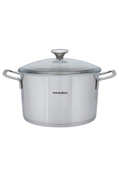 Metalac Oala 6l cu capac din sticla Santino inox/24cm/6l
