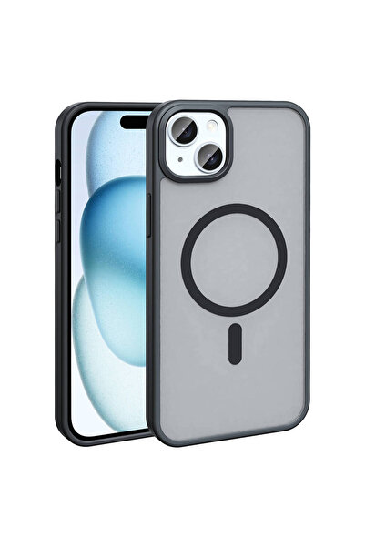 zore iPhone 15 Plus Kılıf Magsafe Şarj Özellikli Mat Arka Yüzey MSRA Sio Kapa...