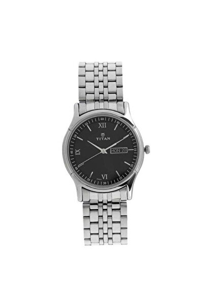 Titan Men’s Analog Watch 1636SM01 – Gunmetal Dial, Silver Mesh Strap