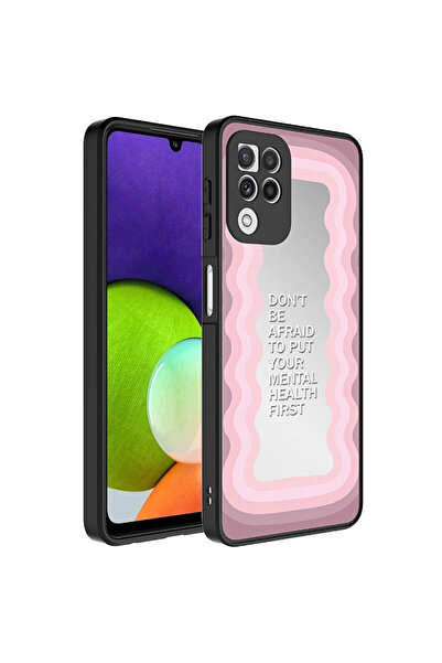 zore حافظة هاتف Galaxy A22 4G ذات نمط مرآة لامعة مع حماية للكاميرا - غطاء مرآ...