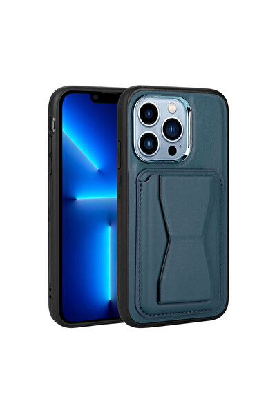 zore iPhone 12 Pro Compatible Card Holder Stand Pu Leather Msra Memo Case-Dar...