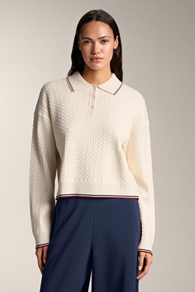 Oysho Polo neck mini cable knit jumper