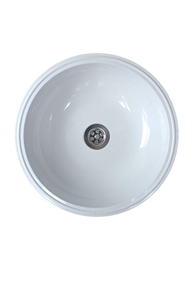 MOLDERİS Yuvarlak Eviye 32 cm Sifonlu Beyaz Renk – Karavan, Tekne, Kamp