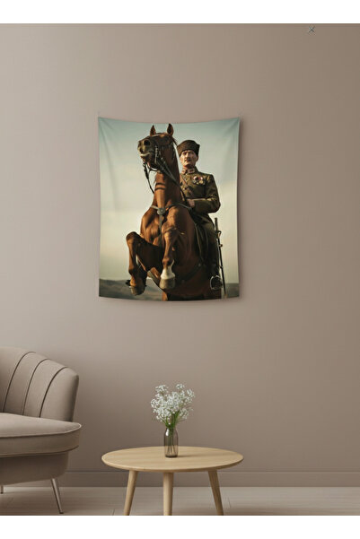 LUNA DİZAYN Atatürk Temalı Duvar Örtüsü Ev Dekorasyon Duvar Halısı Tapestry