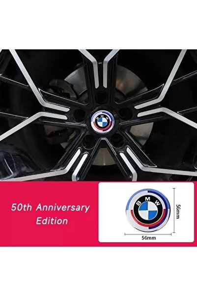 ZeuZ Bmw 50. Yıl Yeni Nesil 60 Mm Jant Göbeği Alüminyum Stıcker Yapıştırma (4...
