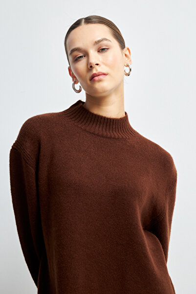 Bipantolon Women's Tile Turtleneck Soft Textured Basic Sweater