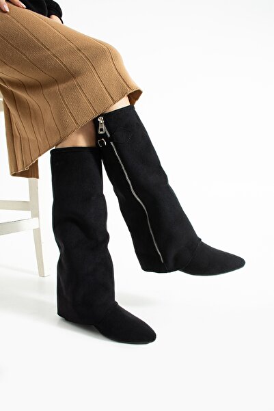 Bufu حذاء هازل سويت بسحاب تحت الركبة