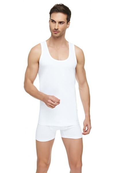 Tutku Elit Elite men's white cotton jersey tank top 2-pack elt1001-white-l