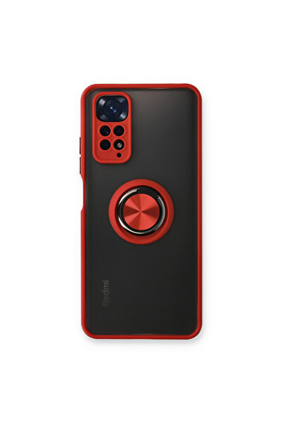 NewFace غطاء حماية سيليكون لهاتف Xiaomi Redmi Note 11 مع حلقة مونتريال - أحمر