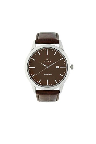 Titan Men’s Analog Watch 1584SL04 – Brown Dial, Leather Strap, Sleek Everyday Timepiece