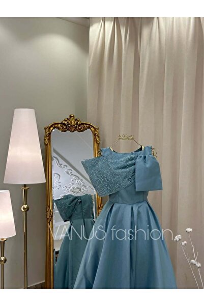 vanus fashion فستان سهرة طويل ( 2 لونين ) 3908
