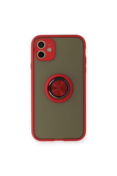 NewFace iPhone 11 Case Montreal Silicone Cover with Ring - Red
