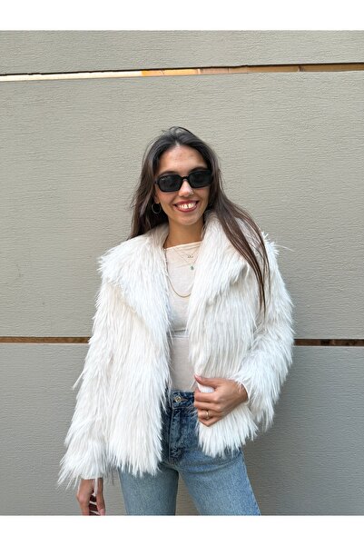 yoe butik  Beyaz Sakallı Suni Kürk