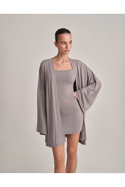 lessandromance SIRT DEKOLTELI ASKILI KISA ELBİSE KÜL GRİ