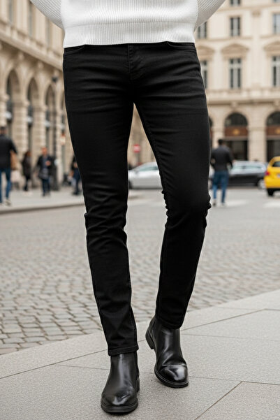 NAZEF Slim Fit Stretch Fabric Black Men's Casual Jeans